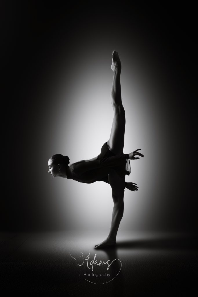 Contemporary dance pose in a Newcastle studio session.