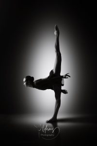 Contemporary dance pose in a Newcastle studio session.